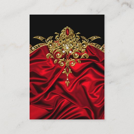 Elegante Seide Ruby Red Edelstein Gold Black Visitenkarte (Rückseite)