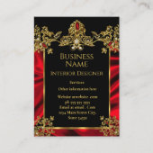 Elegante Seide Ruby Red Edelstein Gold Black Visitenkarte (Vorderseite)