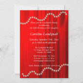 Elegante Seide, weiße Perlen, Spitzen und goldenes Einladung (Rückseite)