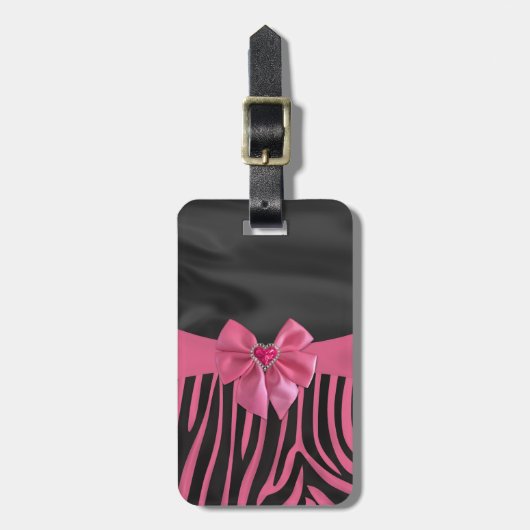 elegante Seidenstoffe Effekte Zebraprint Gepäckanhänger (Vorderseite vertikal)