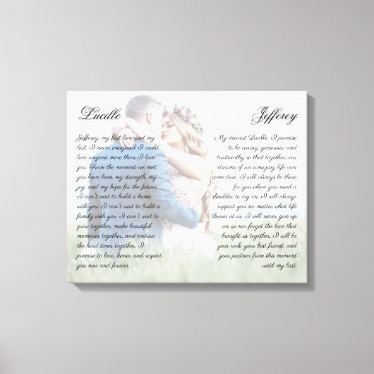 Elegante Sein & Hers Wedding Vow Art Custom Foto Leinwanddruck (Vorderseite)