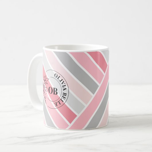 Elegante Seine & Hers Monogram Striped Tasse (Vorderseite Links)