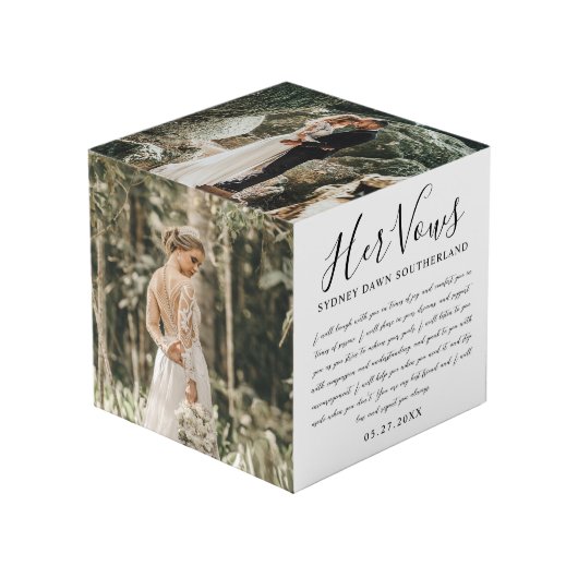 Elegante Seiner & ihrer Hochzeitslehre Foto Keepak Würfel (Vorderseite Schrägansicht)