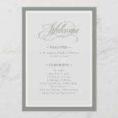 Elegante Seite Grüne Grenze | Luxe Wedding Welcome Programm (Vorderseite)