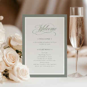Elegante Seite Grüne Grenze   Luxe Wedding Welcome Programm