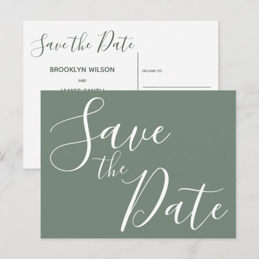 Elegante Seiten Save the Date Postkarten (Vorne/Hinten)