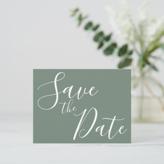 Elegante Seiten Save the Date Postkarten (Stehend Vorderseite)