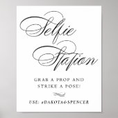 Elegante Selfie Station Schwarzes Skript | Soziale Poster (Vorne)
