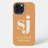 Elegante Senf-Monogramm-Initialen iPhone Hülle (Rückseite)