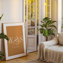 Elegante Senf-Paare-Initialen Hochzeit