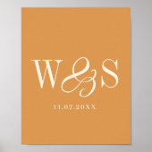 Elegante Senf-Paare-Initialen Hochzeit Poster (Vorne)