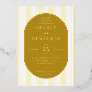 Elegante Senfgelbe Hochzeitseinladung Folieneinladung