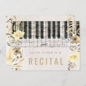 elegante sepia Aquarellmusik-Blume Einladung (Vorne/Hinten)