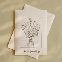 Elegante Sepia-Baumwoll-Stiel-Leer-Wasserfarbenkar
