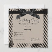ELEGANTE SEPIA BLACK BOW-PARTY EINLADUNG (Rückseite)