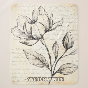 Elegante Sepia-Blumen im Vintage-Skript Sherpadecke