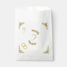 Elegante Sepia Floral Mit Monogramm Wedding Geschenktütchen