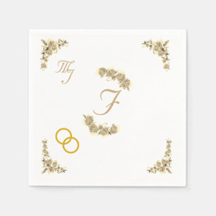 Elegante Sepia Floral Mit Monogramm Wedding Serviette