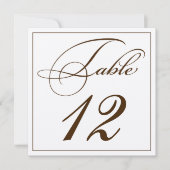 Elegante Sepia Script-Tischnummer-Karten Einladung (Vorderseite)