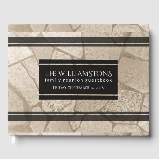 Elegante Sepia Toned Cracked Stones Gästebuch (Vorderseite)
