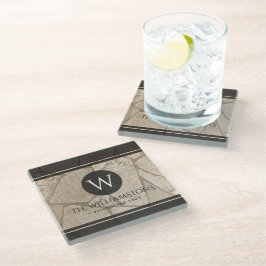 Elegante Sepia Toned Cracked Stones Glasuntersetzer