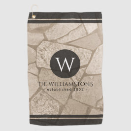 Elegante Sepia Toned Cracked Stones Golfhandtuch