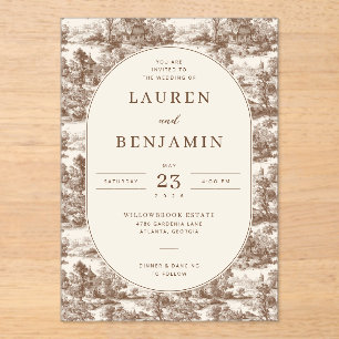 Elegante Sepia-Vintage-Illustrationen Acryleinladungen
