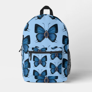 Elegante September Blue Sapphire Butterfly Pattern Bedruckter Rucksack
