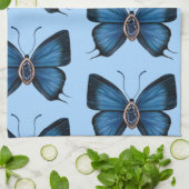 Elegante September Blue Sapphire Butterfly Pattern Geschirrtuch (Gefaltet)