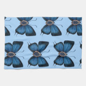 Elegante September Blue Sapphire Butterfly Pattern Geschirrtuch (Horizontal)