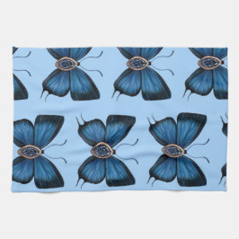 Elegante September Blue Sapphire Butterfly Pattern Geschirrtuch