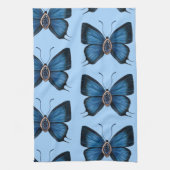 Elegante September Blue Sapphire Butterfly Pattern Geschirrtuch (Vertikal)