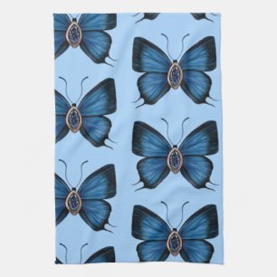 Elegante September Blue Sapphire Butterfly Pattern Geschirrtuch