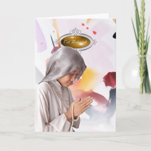 Elegante Sequin Eid Mubarak Feiertagskarte (Vorderseite)