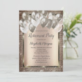 Elegante Sequins Balloons Retirement Inv Einladung (Stehend Vorderseite)