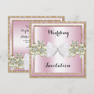 Elegante Sequins & Floral Gems Glitzer Bow Wedding Einladung