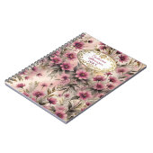 Elegante Serene Watercolor Rosa und violette Blume Notizblock (Linke Seite)