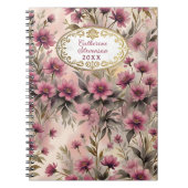 Elegante Serene Watercolor Rosa und violette Blume Notizblock (Vorderseite)