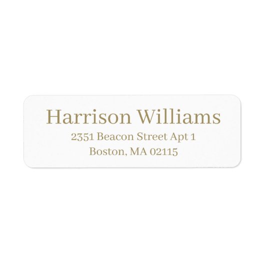 Elegante Serif Custom gold White Rücksendeadresse (Vorne)