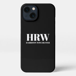 Elegante Serif-Initialen Monogrammname Schwarz-wei iPhone 13 Hülle