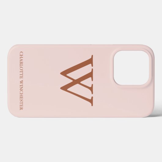 Elegante Serif Monogramm Anfangsname Rosa Rosa Case-Mate iPhone Hülle (Rückseite (Horizontal))