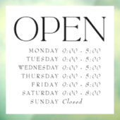 Elegante Serif Retail Open Sign Store Stunden Fensteraufkleber (Blatt 3)
