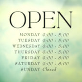 Elegante Serif Retail Open Sign Store Stunden Fensteraufkleber (Blatt 3)