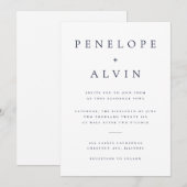 Elegante Serif Typografy White Minimalistisch Wedd Einladung (Vorne/Hinten)