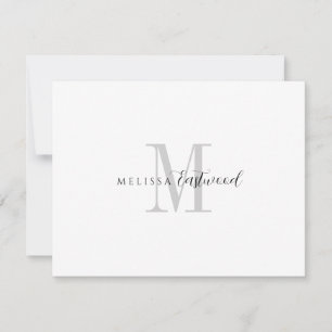 Elegante Serifen-Schrift mit Monogramm-Initialen Mitteilungskarte