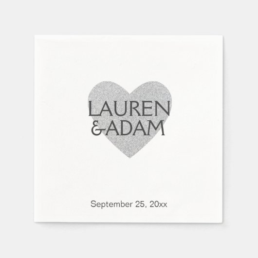 Elegante Servietten | Silberherz (Vorderseite)