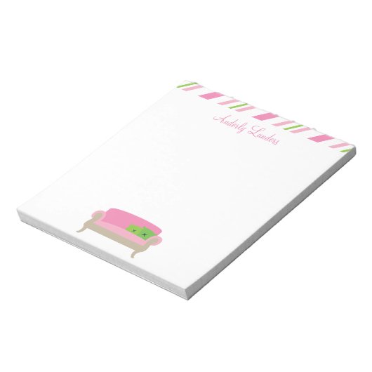 Elegante Settee Sofa Personalisiert Notepad Notizblock (Rotiert)