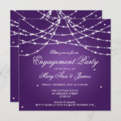 Elegante Setzpartei-Sparkling-String Lila Einladung (Vorne/Hinten)