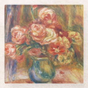 Elegante Shabby Chic Renoir-Rosen-Malerei Glasuntersetzer