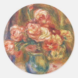 Elegante Shabby Chic Renoir-Rosen-Malerei Runder Aufkleber